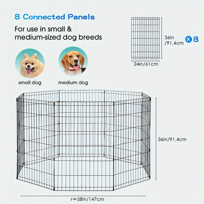 Foldable Metal Wire Dog Playpen & Pet Gate – 24/30/36/42" Indoor Outdoor Fence for Large Medium Small Dogs