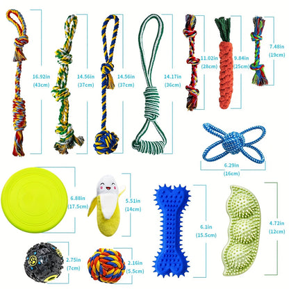Puppy Chew Toys 16-Pack – Teething Bundle for Small Dogs & Aggressive Chewers with Squeaky Toys & IQ Treat Ball
