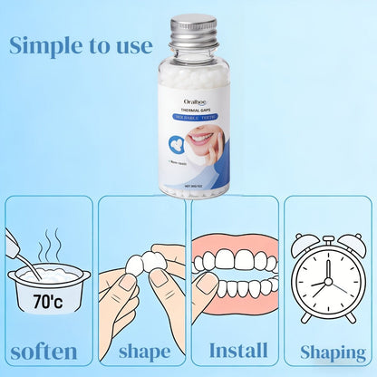 Temporary False Tooth Kit DIY Cosmetic Dental Repair Moldable Thermoplastic Realistic Fit for Missing Broken Chipped Teeth Secure for Eating Daily Wear Men Women Elderly 30g