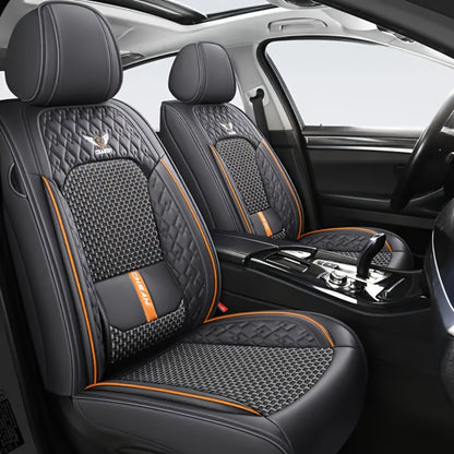 Car Seat Covers Full Set – Faux Leather 5-Seat & 2-Front Options, 3D Diamond Embroidery, Waterproof & Non-Slip for SUVs, Sedans & Trucks