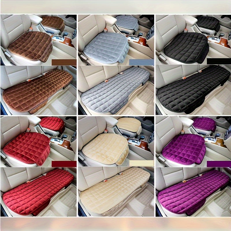 3pcs/Set Luxurious Plush Plaid Car Seat Cushions - Insulated, Thickened for Cold-Resistant Comfort - Universal Fit for Cars, Suvs, Trucks - Premium Car Additions Bundle