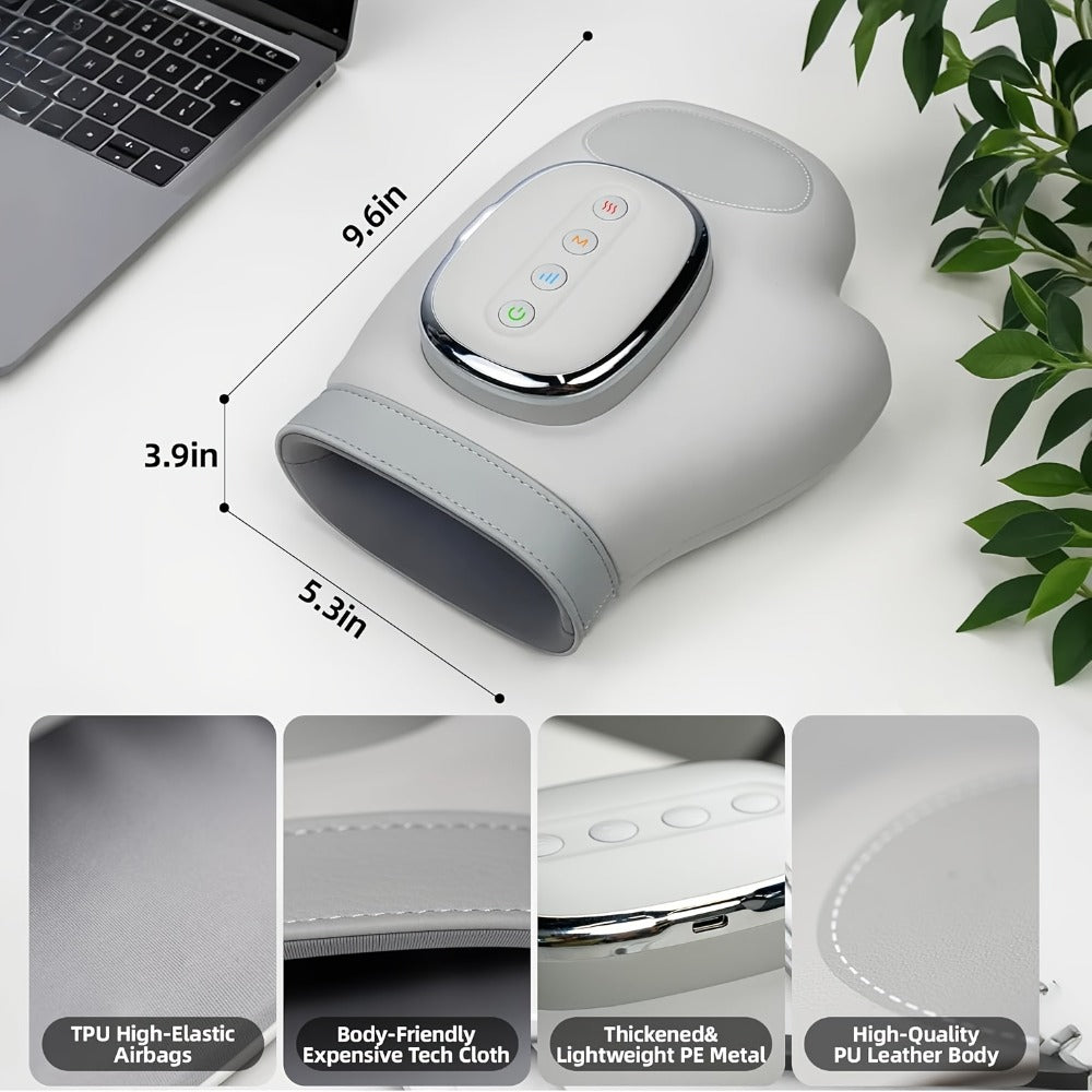 Hand Massager with Heat & Air Pressure – 3D Shiatsu Kneading 6 Modes Rechargeable Portable Hand Massager for Arthritis Pain Relief, Ideal for Office Workers Seniors & Gamers, Finger & Palm Massager