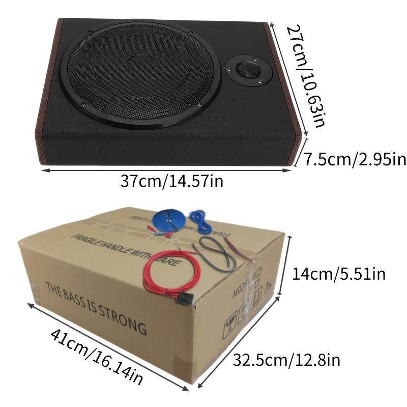 10 Inch 2200W Car Under-Seat Sub Woofer Active Powered Amplifier Bass Enclosed Subwoofer System Car Super Slim Under Seat Power Hifi Audio Processor