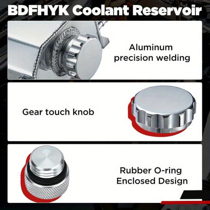 Coolant Overflow Reservoir Tank - 2L Universal Polished Aluminum Expansion Catch Can, Radiator Coolant Recovery Tank for Chevy, GMC, Buick & Most Vehicles