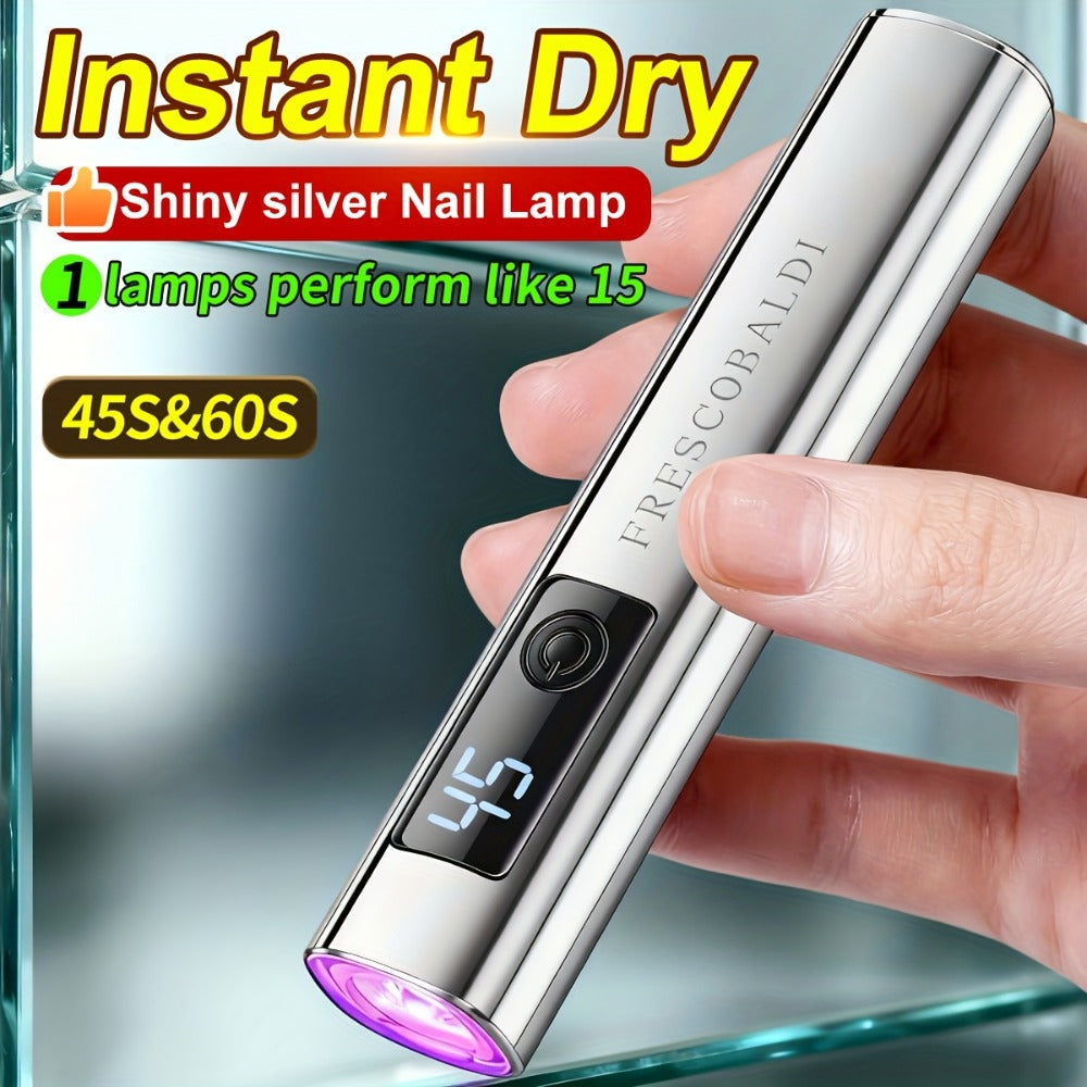 Portable LED Nail Lamp Handheld Mini USB Gel Nail Dryer with LCD Display — Fast Curing Light for Gel Polish Acrylic Nails, Compact Cordless Nail Light for Home & Salon Manicure Pedicure, Gold Rose Gold Metal