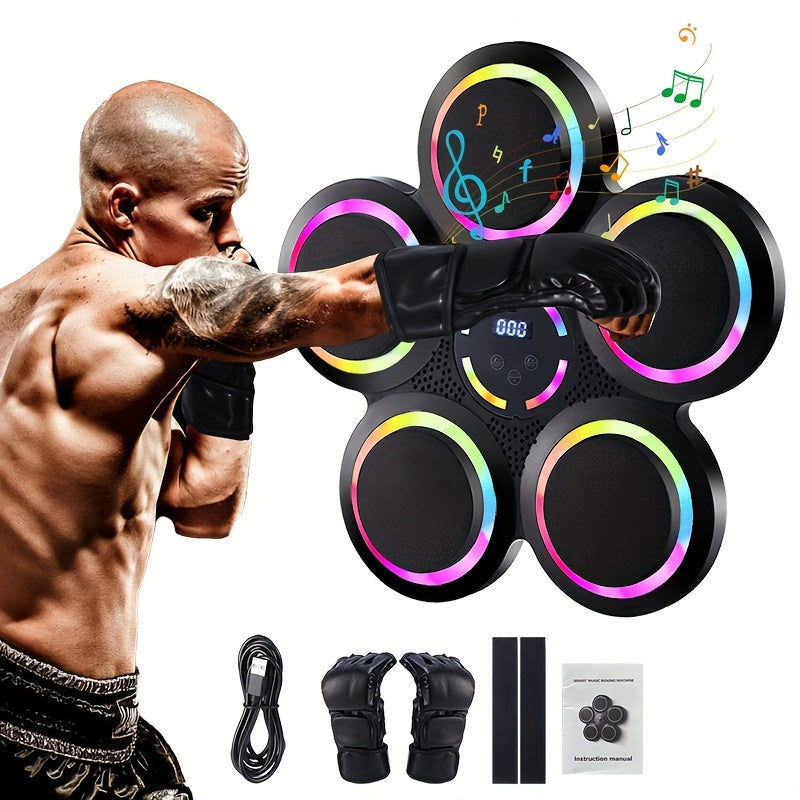 Wall-Mounted Music Boxing Machine – Smart LED Rhythm Trainer with Boxing Gloves, Touch Screen & Surround Sound for Home & Gym