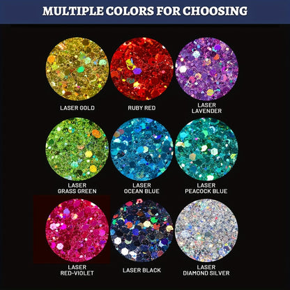 Holographic Chunky Glitter Set 4 Boxes 200g — Laser Diamond Metallic Hexagonal Flakes for Epoxy Resin, Tumblers, Scrapbooking, Nail Art & DIY Crafts, Mixed Colors