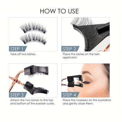 8 Pairs Magnetic Lash Kit with Applicator Clips — 3D Double Magnetic False Eyelashes Set, Waterproof No Glue Reusable Natural Look Lashes for Women Daily Wear & Special Occasions