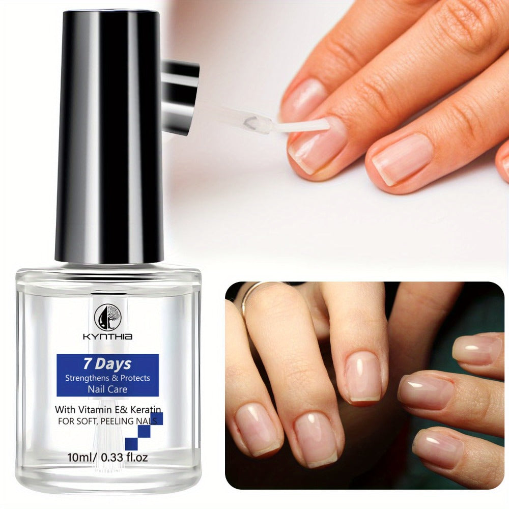 Nail Strengthener Oil Vitamin E Keratin 10ml 7-Day Anti-Breakage — Nail Care Serum with Hyaluronic Acid & Jojoba Oil for Soft Peeling Chipping Brittle Nails | Daily Brush-On Treatment for Women