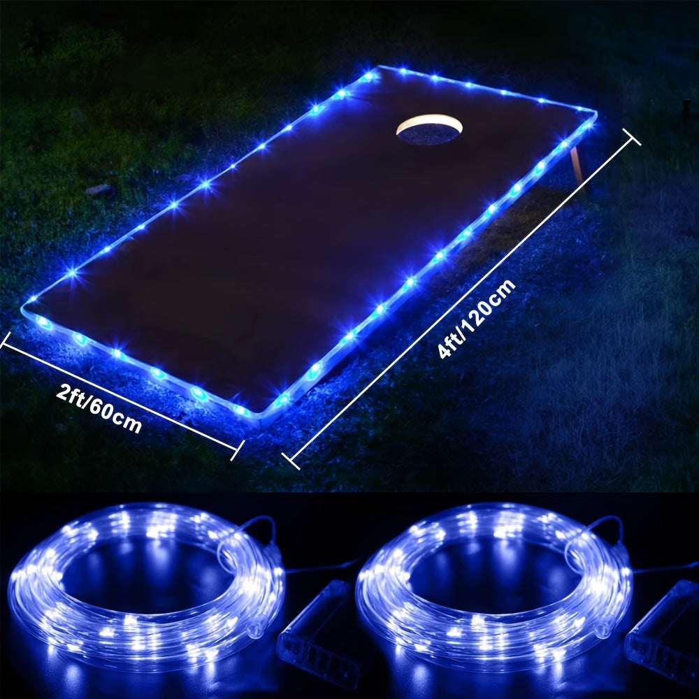 Cornhole Lights LED Ring & Board Edge Lights 17 Colors 7 Modes with Remote Control for Standard Cornhole Board 4ft x 2ft Night Games Backyard Party Tailgate Outdoor Fun Battery Powered