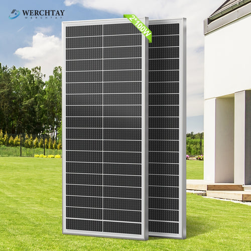 WERCHTAY 200W Solar Panels, 2pcs 100W 18BB Solar Panels, 12V Monocrystalline High-efficiency Conversion Solar Panels, Off-grid Photovoltaic Power Supply, Suitable For Cars, RVs, Home Batteries, Outdoor Camping, Boating, Sheds, And Farms