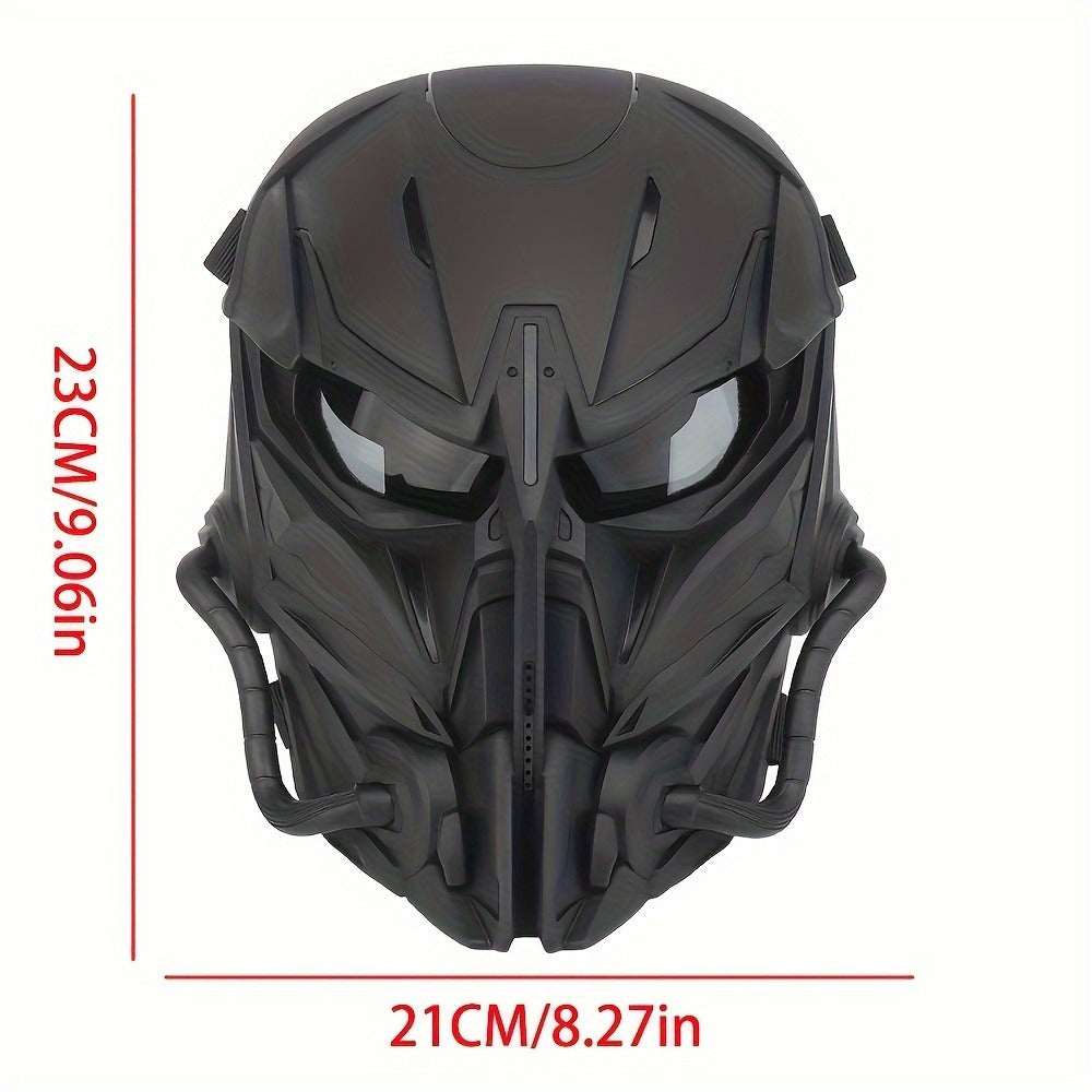 Cyberpunk Full Face Mask Breathable Anti-Fog Nylon Silver – Complete Face Covering for Halloween Carnival Rave LARP Cosplay, Sci-Fi Costume Helmet Prop, 9x8in Unisex Adults Teens