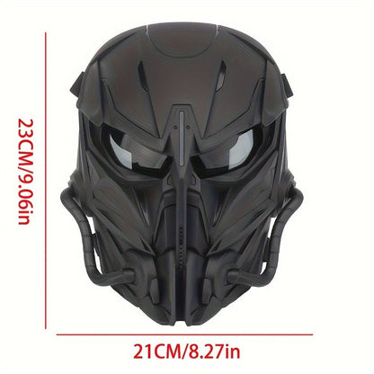 Cyberpunk Full Face Mask Breathable Anti-Fog Nylon Silver – Complete Face Covering for Halloween Carnival Rave LARP Cosplay, Sci-Fi Costume Helmet Prop, 9x8in Unisex Adults Teens