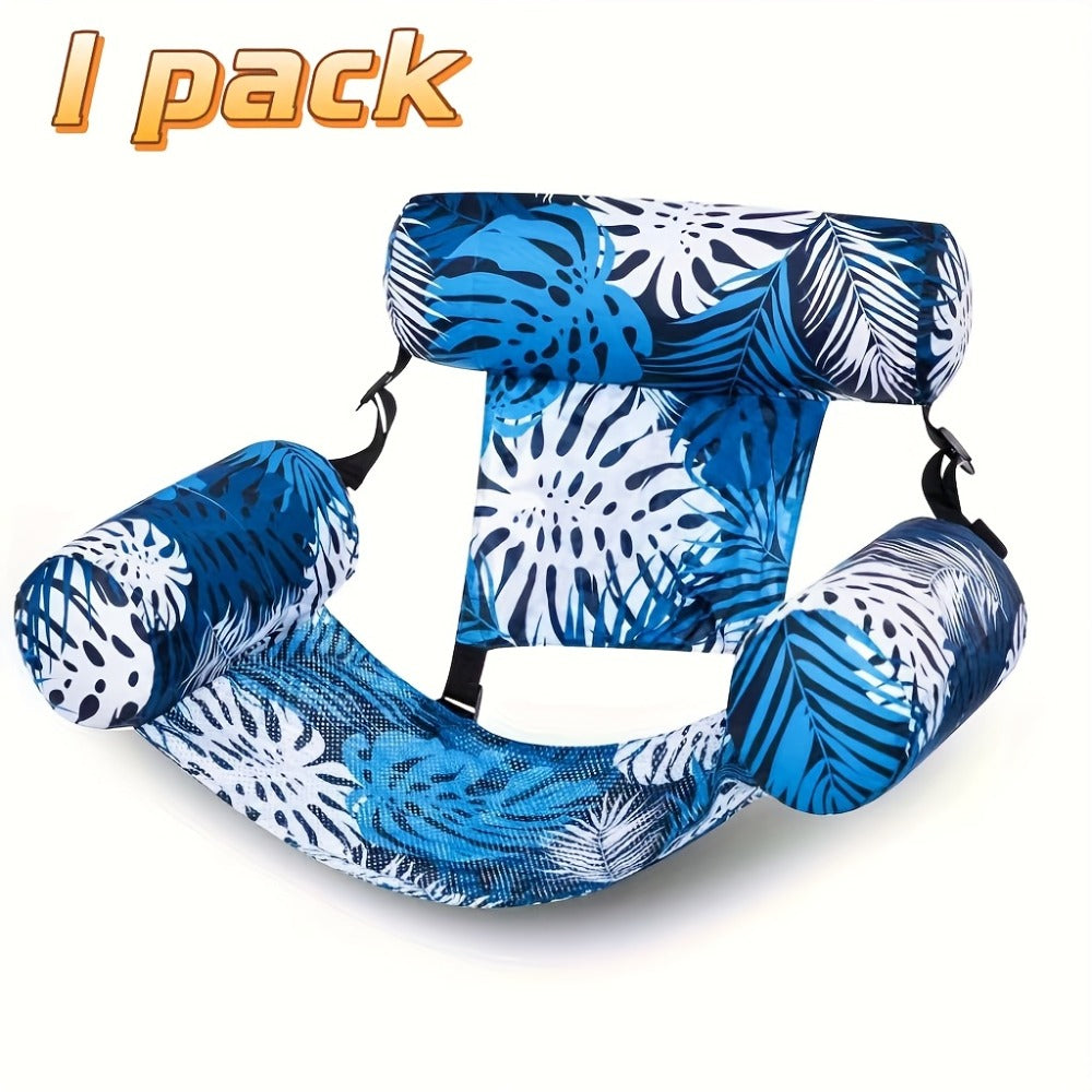 Inflatable Pool Float Chair for Adults – Leaf Design Floating Lounger with Mesh Sling Seat & Soft Fabric Cover, 1 or 2 Pack, Pool Beach Lake Summer Water Toy