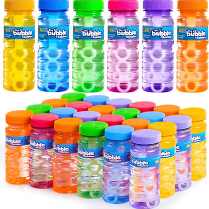Bubble Bottles with Wands 6 12 or 24 Pack – 4oz Bubble Solution Kids Party Favors for Birthday Goodie Bags, Outdoor Summer Play, Wedding Send-Off Favors & Classroom Giveaways