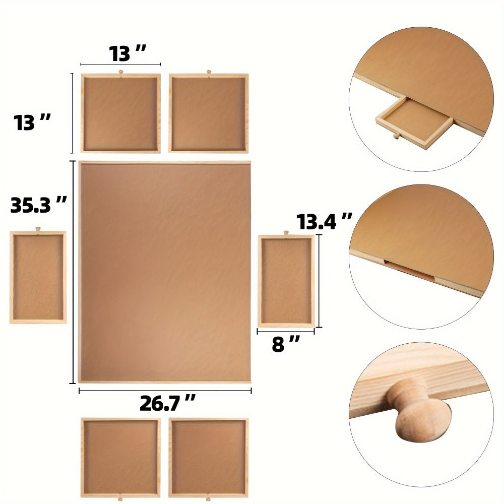 Wooden Puzzle Board 1500 Pieces 27x35 Inch – Large Puzzle Table with 6 Sorting Drawers, Portable Solid Wood Puzzle Organizer for Kids Adults Family, Perfect Gift for Puzzle Lovers