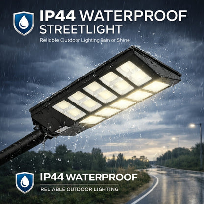 Solar Street Lights Outdoor 800 LED IP54 Waterproof with Motion Sensor – 6500K Dusk to Dawn Flood Light, Remote Control, Adjustable Brightness & Timer for Parking Lot Yard Garage Driveway Rural Area