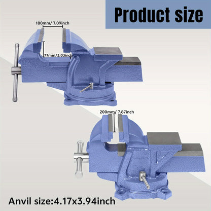 Bench Vise 5-Inch 360-Degree Swivel Base – Heavy-Duty Cast Iron Tabletop Vise with Pipe Jaws & Anvil, Locking Mechanics Clamp for Woodworking, Metalworking, Soldering & DIY