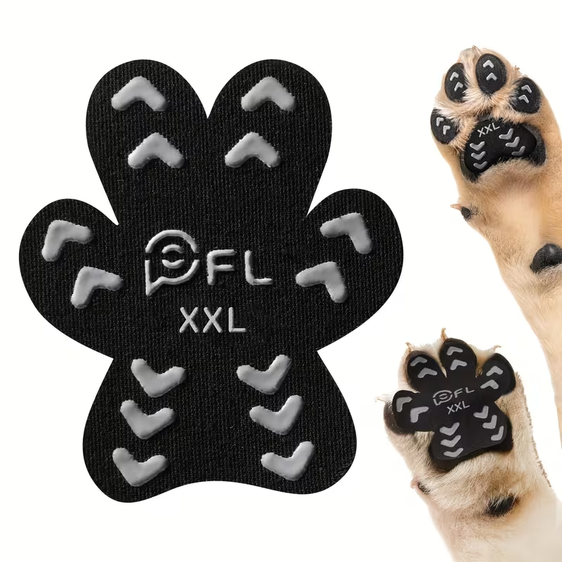 Dog Paw Pads Anti-Slip Sticker Protector 12 Sets 48pcs – Traction Grip Paw Stickers for Senior Dogs on Hardwood Floors, Cuttable Hook & Loop Adhesive Paw Grips, Sizes L to 3XL