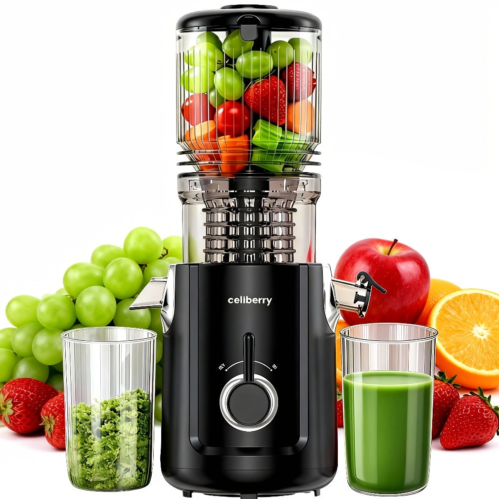 Masticating Juicer Cold Press - 4.25" Wide Feed Chute Auto-Feed Slow Juicer for Whole Fruits & Vegetables, 98% Juice Extraction, Quiet Motor, Easy to Clean, Compact for 1-2 People, Multiple Colors