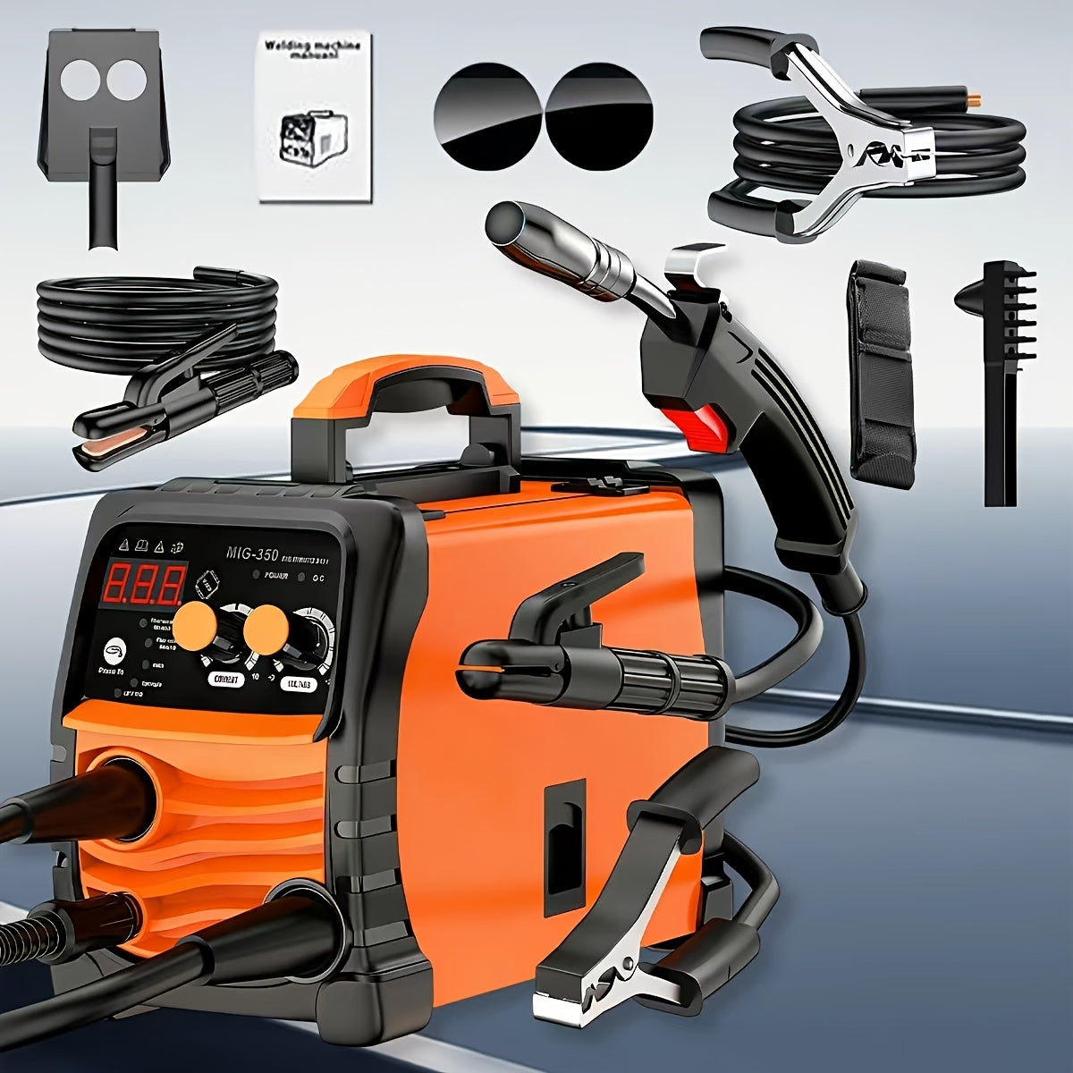 MIG Welder 3-in-1 Welding Machine 110V 105A Gasless MIG Stick ARC Portable Welder Kit with Rubber Case – Complete Starter Set with Welding Wire Rods Mask Gloves for Beginners Home Industrial Repair