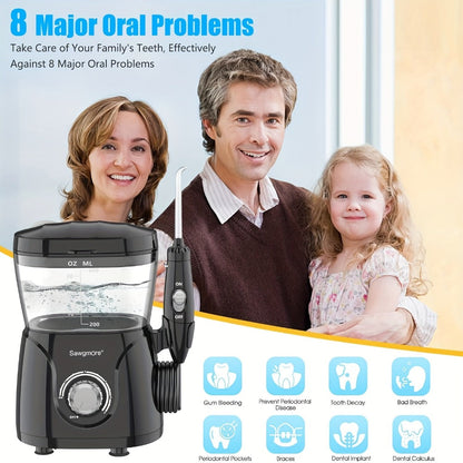 Water Flosser for Teeth & Braces 600ml Large Tank – 10 Adjustable Pressure Levels 8 Nozzles IPX4 Waterproof Professional Oral Irrigator Desktop Electric Dental Flosser for Adults Family
