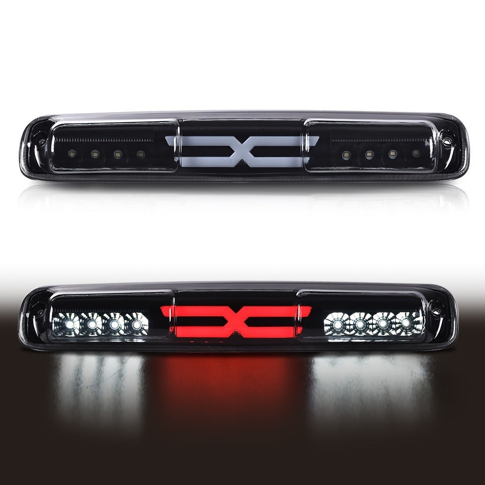 LED Third Brake Light High Mount Stop Lamp for 1999-2007 Chevy Silverado GMC Sierra 1500 2500 3500 HD with Turn Signal & Reverse Light Smoky Lens Black Housing