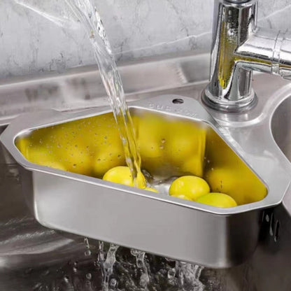 Kitchen Drain Strainer Basket 304 Stainless Steel Triangular Corner Sink Filter – Food Scrap & Leftover Catcher for Kitchen Sink & Wash Basin, Rust-Proof Easy Clean Drain Basket Silver