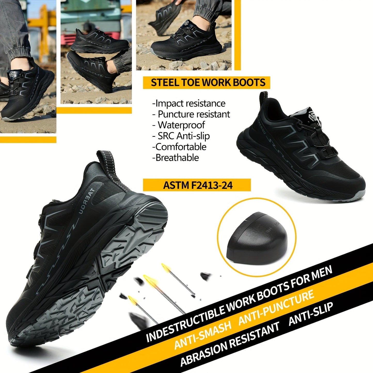 Men's Work & Safety Shoes - Non-Slip Sole Lightweight for Everyday Wear 561573
