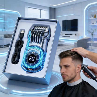 Professional Electric Hair Clipper Set for Men — 5-Speed LED Display Rechargeable Beard Trimmer & Hair Carving Kit, Cordless Home Barber Grooming Set, Father's Day Gift for Men