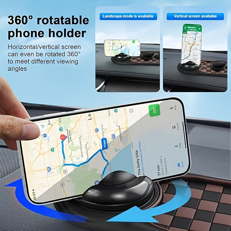 Anti-Slip Mat for Car Dashboard, 2026 New Multifunctional Car Anti-Slip Mats with Temporary Parking Number, Universal Rotatable Vehicle Mounted Anti-Slip Mat Phone Holder