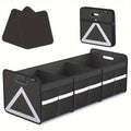 Heavy Duty Foldable Trunk Organizer with Multi Pockets & Reflective Stripe - Collapsible Storage for Car, SUV, Minivan, Trunk Space Saver, Easy Access Design, Secure Zipper Closure