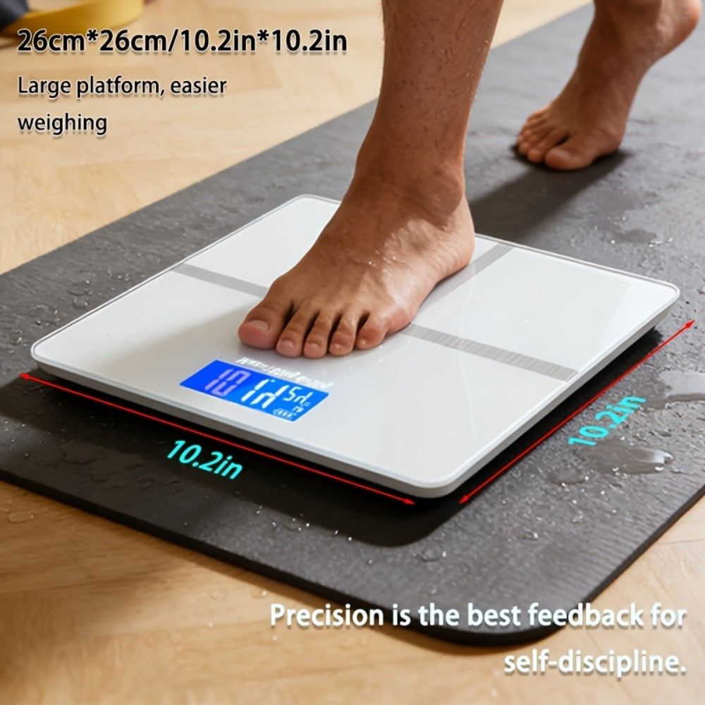 Digital Bathroom Scale with LCD Temperature Display – 396 lb High-Precision Weight Scale, KG/Pounds Switchable, Wide Non-Slip Platform, Available with HD LED Upgrade, Waist Strap & Storage Rack
