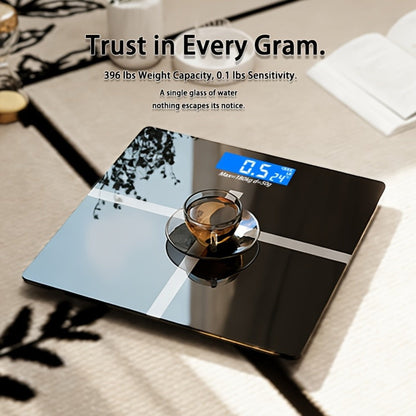 Digital Bathroom Scale with LCD Temperature Display – 396 lb High-Precision Weight Scale, KG/Pounds Switchable, Wide Non-Slip Platform, Available with HD LED Upgrade, Waist Strap & Storage Rack