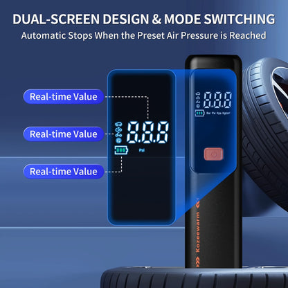 Cordless Tire Inflator Portable Air Compressor – USB-C Rechargeable, Digital Gauge, 3X Fast Inflation for Car Tires, Bikes, Motorcycles & Sports Balls