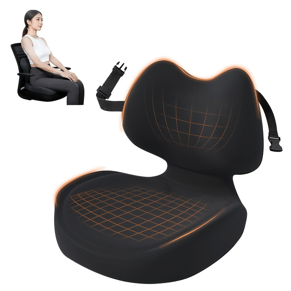 Ergonomic Seat Cushion for Tailbone & Lumbar Pain Relief - Memory Foam L-Shaped Car & Office Chair Cushion for Truck Drivers & Long Sitting