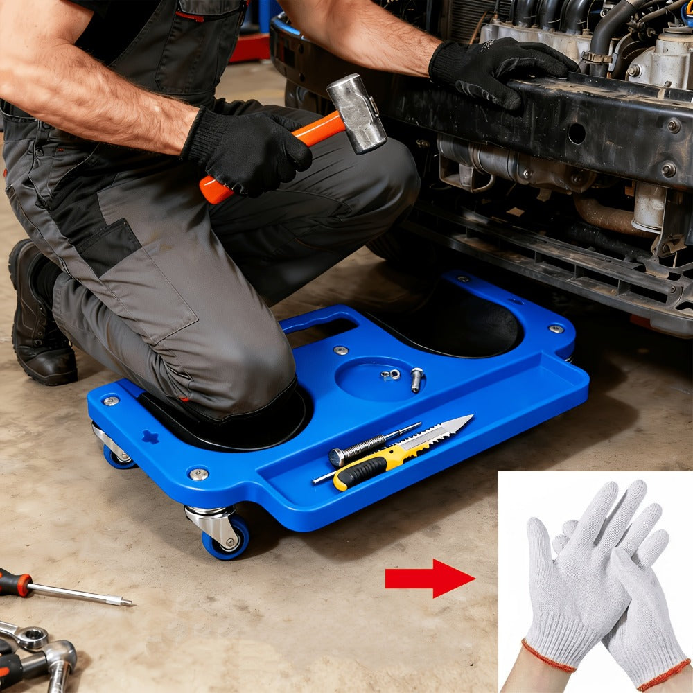 Rolling Knee Creeper Pad with Built-In Tool Tray – ABS High-Impact Frame, Cushioned Kneeling Pad for Car Repairs, Carpentry & Flooring, 11 Color Options