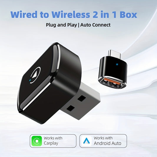 Adapter for Wireless Carplay And Android Auto, Transforms Wired Connections to Wireless, Easy to Use USB Dongle, Enables Voice Control, Enhances Vehicle Entertainment, Portable And Compact Design, Dependable Performance, Smooth Integration