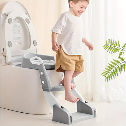 Potty Training Toilet Seat with Ladder – 2-in-1 Toddler Toilet Seat & Step Stool, Foldable Kids Potty Chair with Anti-Slip Pad, Splash Guard & Wide Double Pedal, for Boys & Girls