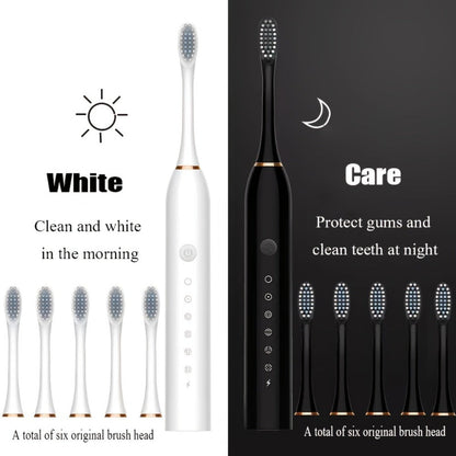 Electric Toothbrush Set with 8 Brush Heads - USB Rechargeable Adult Sonic Toothbrush, Soft Bristles, Portable for Travel & Home, Oral Care Gift for Men & Women - Pink / White / Black