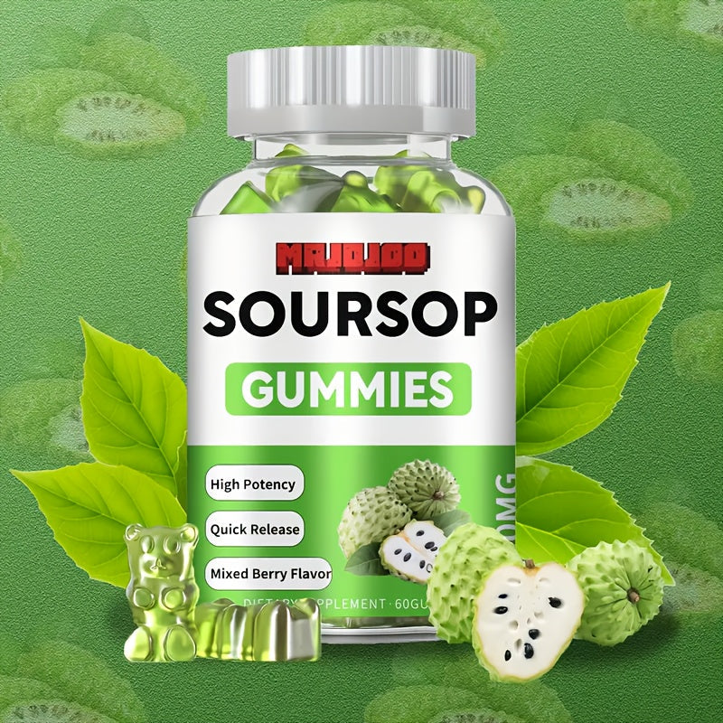 Soursop Graviola Gummies 2000mg – 60 Count Antioxidant Supplement for Men & Women, Supports Digestion & Immune Health, Natural Graviola Extract Chewable Wellness Gummies