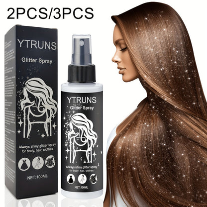 Glitter Spray for Hair & Body Quick Dry Shimmer Spray – High-Gloss Body Glitter for Face Lips Eyes Skin Festival Rave Party Photoshoot Everyday Glam Set 2pc & 3pc Options Women Teens