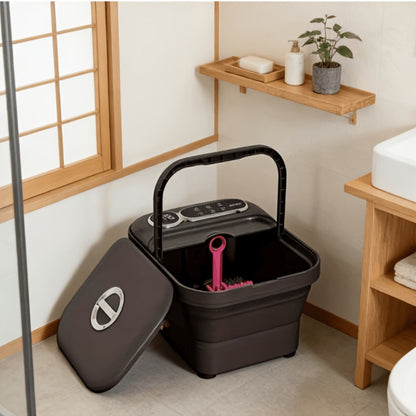 Foldable Foot Spa Bath Massager with Automatic Heating – Temperature-Controlled Foot Soak Basin with Massage Rollers, Bubble Jets & Pedicure Kit, Collapsible Foot Bath for Home Relaxation & Gift