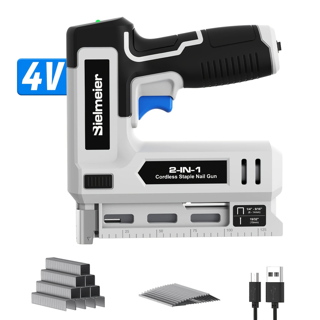 Bielmeier 20V/4V Cordless 2-in-1 Stapler/Nailer, Brad Nailer Without Compressor And Cord, Lightweight Design, with Safety Striker Guard, Battery&Charger, 1600/2000 Nails And Staples, for Carpentry And Upholstery & Perfect Gifts for DIYers
