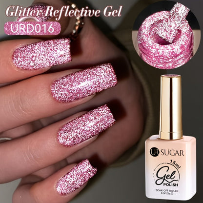 Reflective Glitter Gel Nail Polish UR SUGAR 15ml Fluorescent Neon Shimmer UV LED Soak Off Semi Permanent Nail Art Varnish Manicure Set