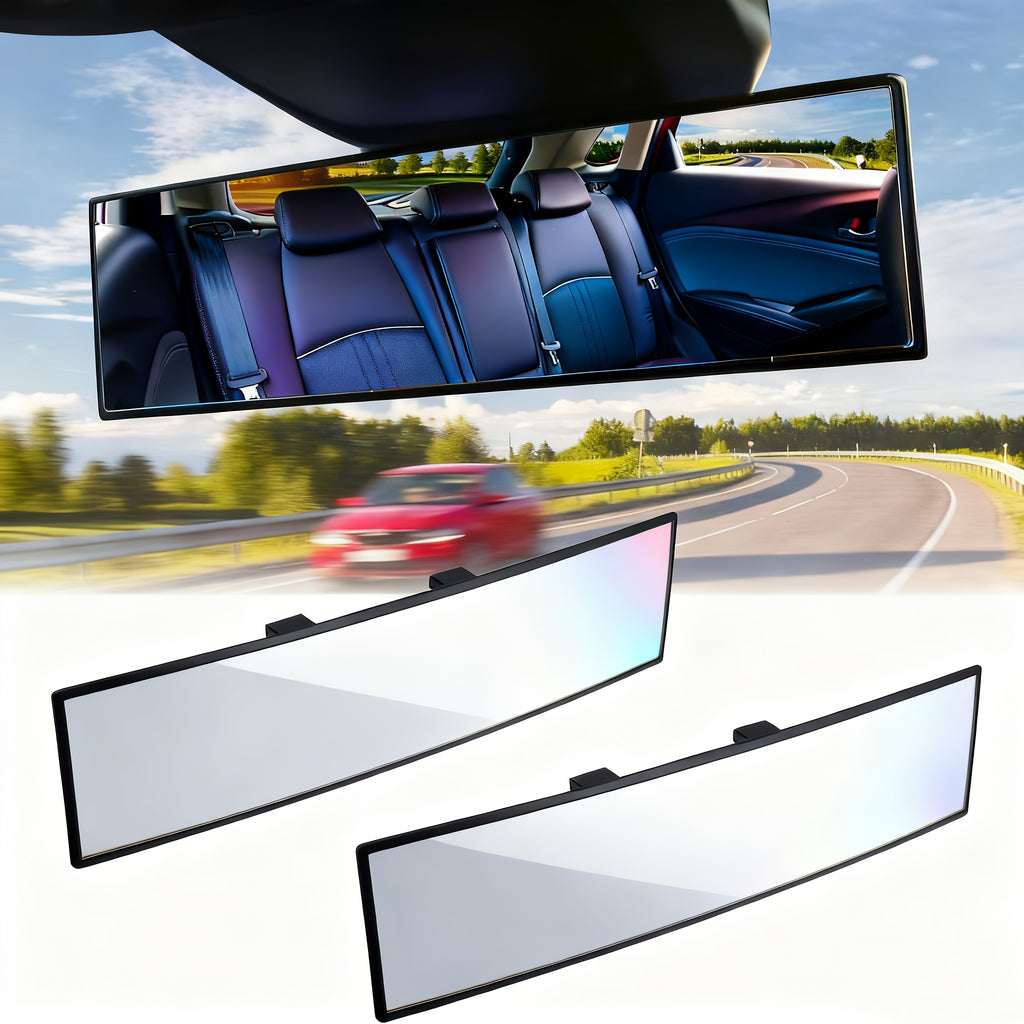 2Pack Car Rear View Mirrors 12.6 Inch Clip-On Wide-Angle Convex Design Anti Glare Reduces Blind Spots for Cars Suvs Trucks Vehicle Replacement Enhanced Vision Safety