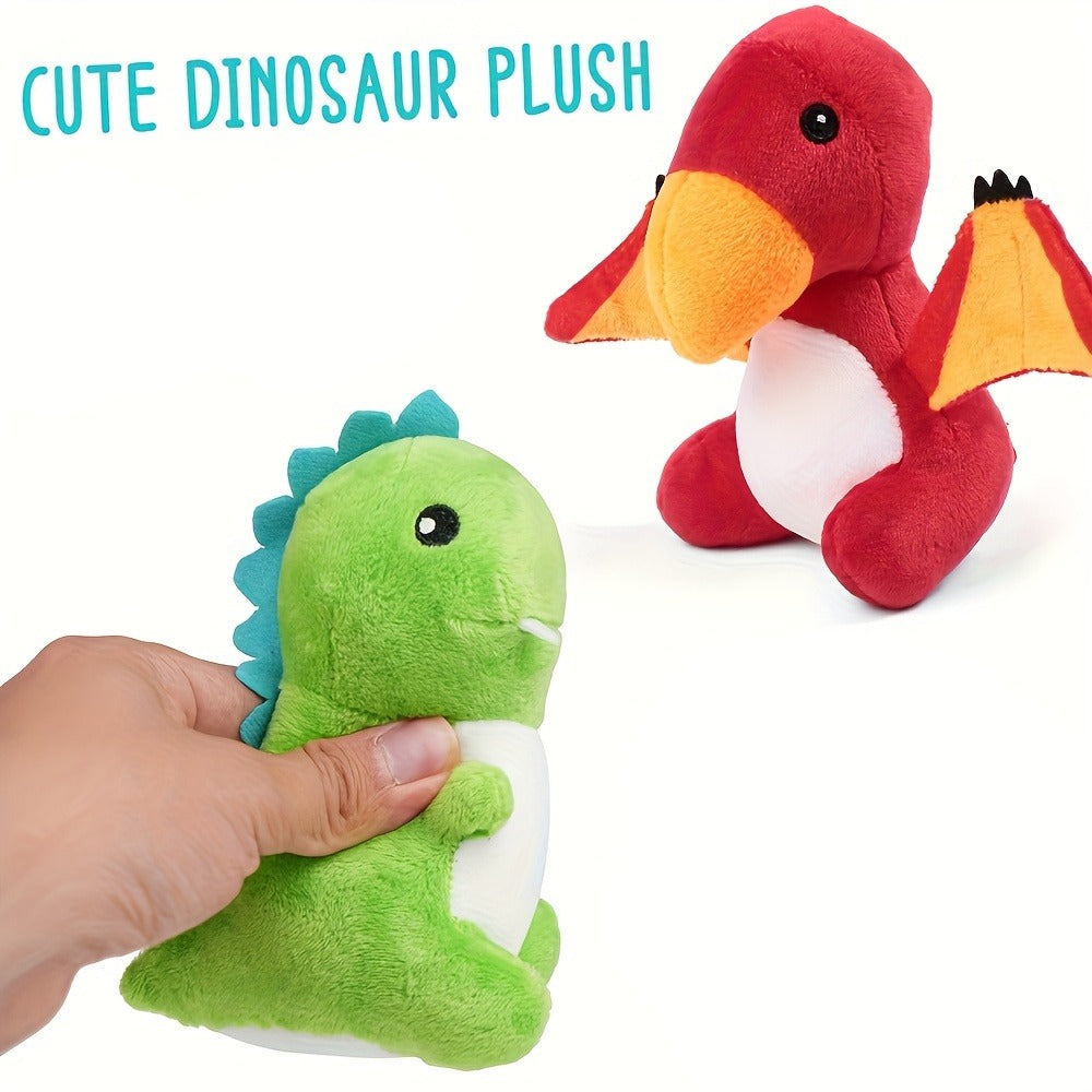 Dinosaur Stuffed Animals 5-Pack Plush Dino Set with Egg Carrier Bag | T-Rex Triceratops Stegosaurus Pterodactyl Brachiosaurus | Baby Safe Toddler Gift for Boys Girls