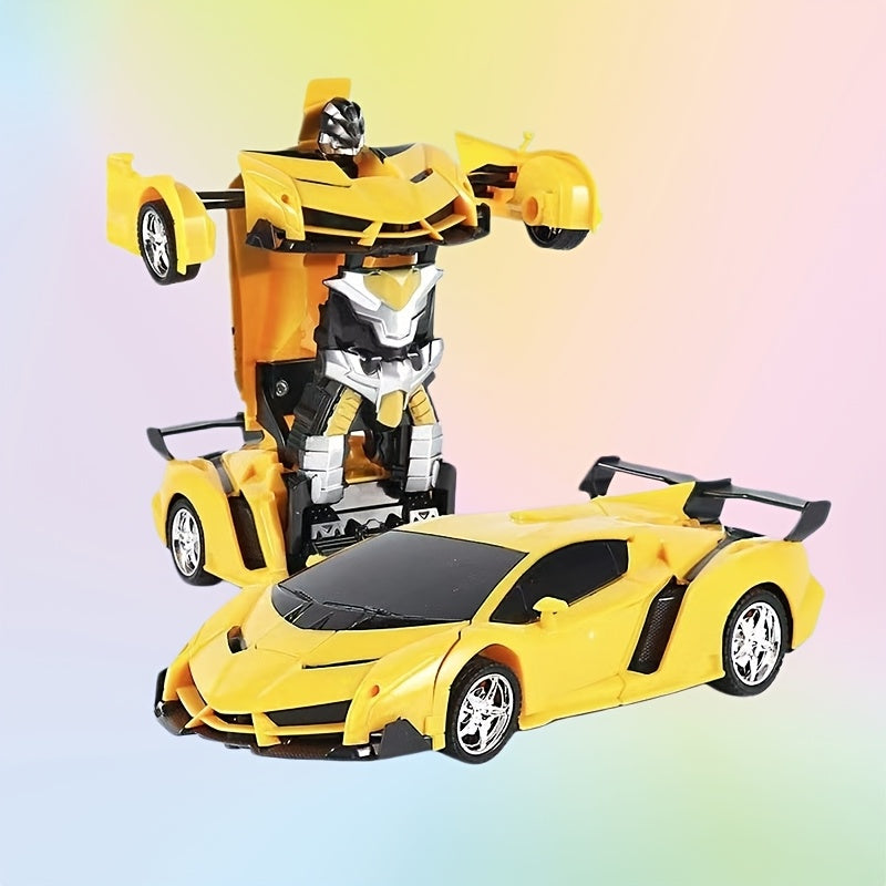 Transforming RC Robot Car for Kids 2.4GHz – One-Button Deformation Stunt Car 360 Drift LED Lights, Remote Control Toy Gift for Boys Ages 3 4 5 6 7 Birthday Easter Christmas (Red/Blue/Yellow)