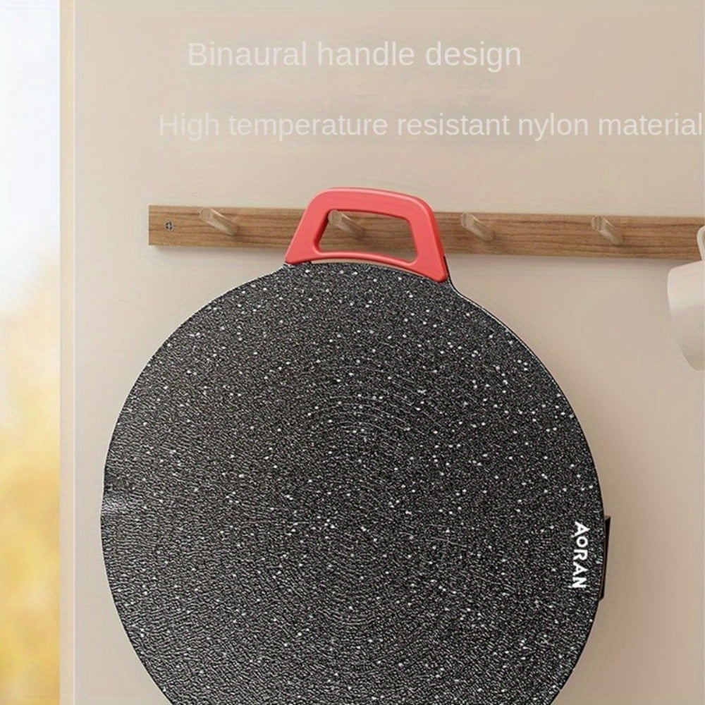 Korean BBQ Grill Pan – Round Non-Stick Multi-Functional Electric Grill Pan with Red Handle & Adjustable Settings, Home & Outdoor BBQ Pot for Family Gatherings, Available in 14.17" & 15.75"