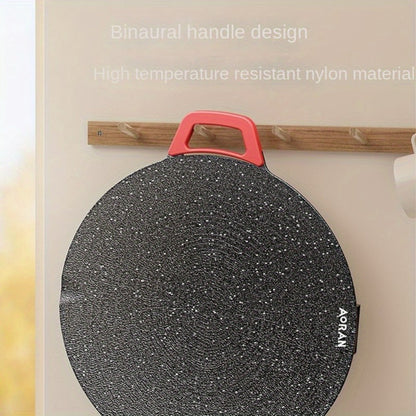 Korean BBQ Grill Pan – Round Non-Stick Multi-Functional Electric Grill Pan with Red Handle & Adjustable Settings, Home & Outdoor BBQ Pot for Family Gatherings, Available in 14.17" & 15.75"